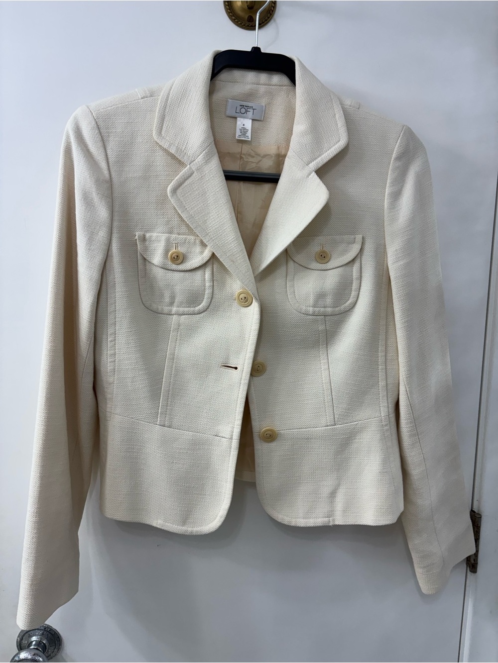 LOFT Cream Tailored Notch Collar Blazer